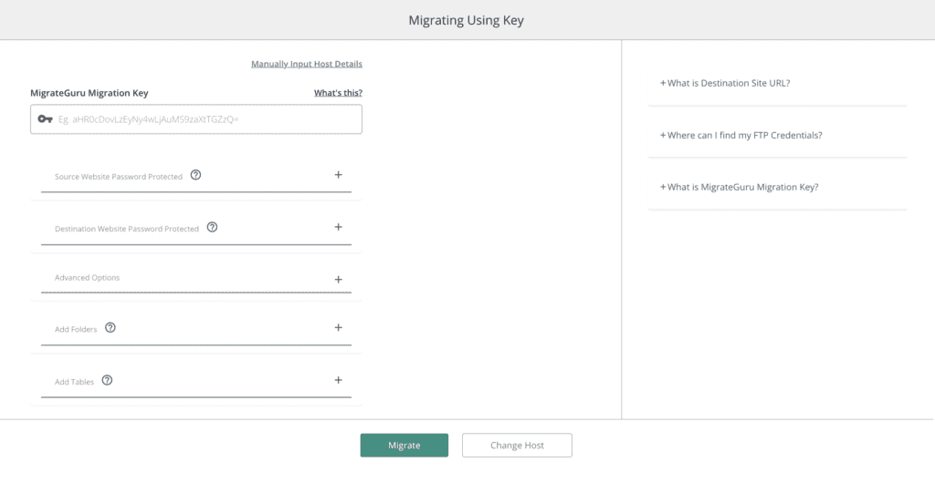 Paste migration key